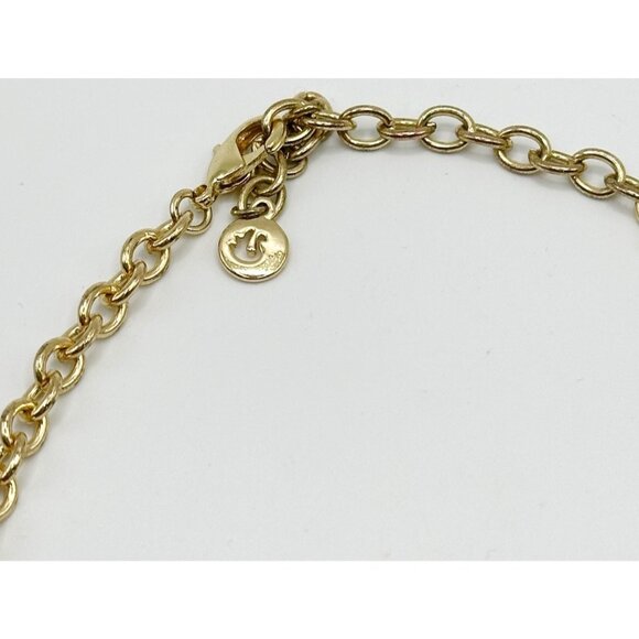 Swarovski Swan Lucite/Acrylic Red Amber Cabochons Hammered Links Necklace - Picture 3 of 5